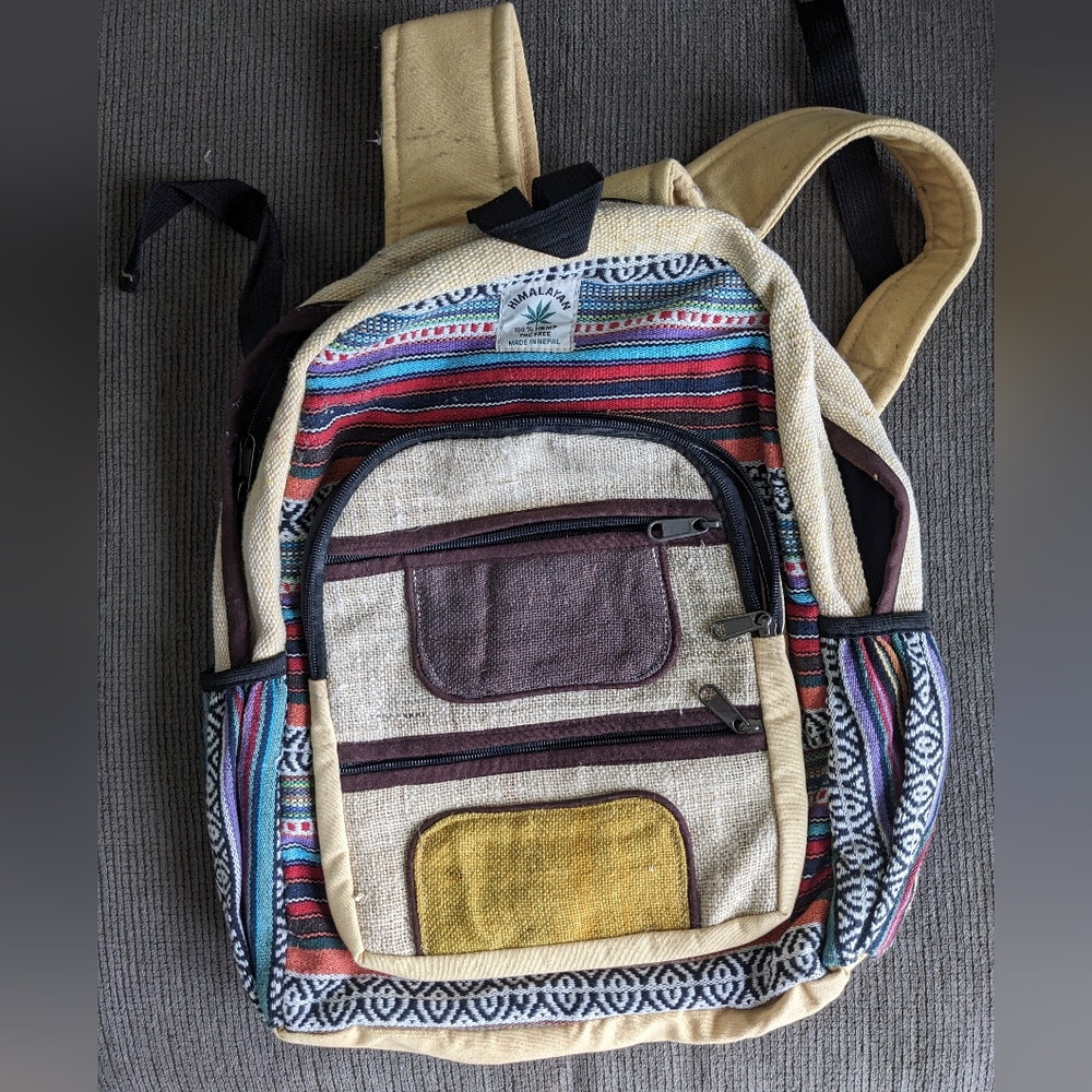Himalayan hemp colorful woven backpack